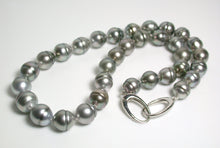 Load image into Gallery viewer, 10x11.5mm Tahitian pearl &amp; sterling silver necklace