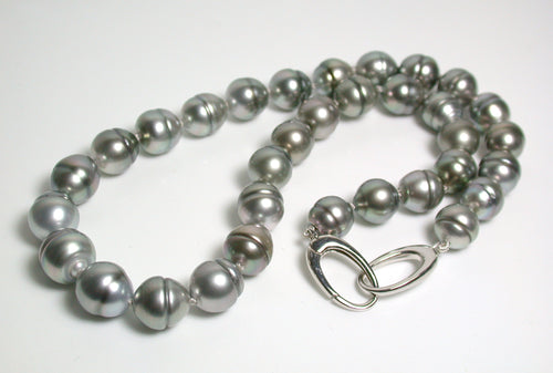 10x11.5mm Tahitian pearl & sterling silver necklace