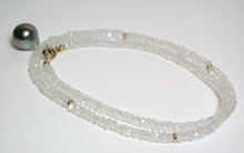 Load image into Gallery viewer, 12mm Tahitian pearl, moonstone &amp; 9ct gold necklace