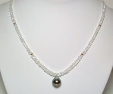 Load image into Gallery viewer, 12mm Tahitian pearl, moonstone &amp; 9ct gold necklace