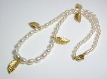 Load image into Gallery viewer, AAA quality white oval freshwater pearl &amp; gold vermeil necklace
